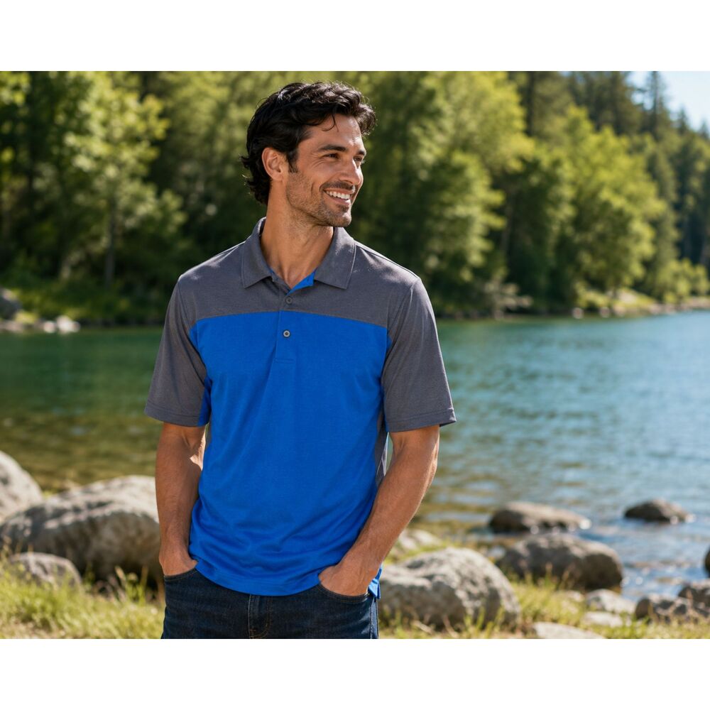 CORE365 Men’s 2XL True Royal Carbon Colorblock Performance Polo Shirt NWT